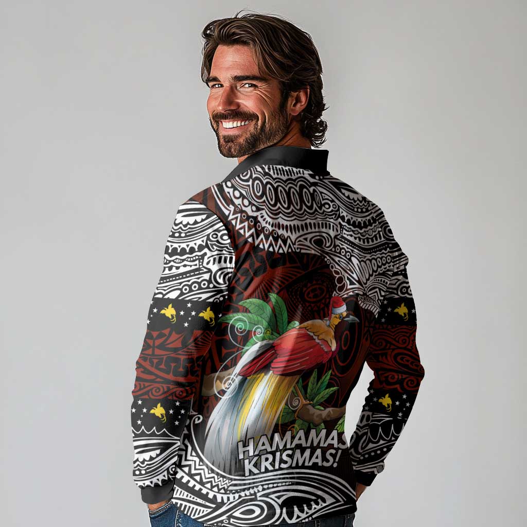 Papua New Guinea Christmas Long Sleeve Polo Shirt - Polynesian Pride