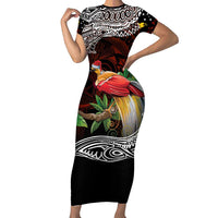 Papua New Guinea Christmas Short Sleeve Bodycon Dress - Polynesian Pride