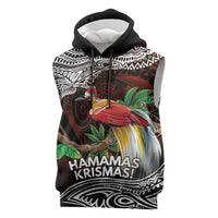 Papua New Guinea Christmas Sleeveless Hoodie LT9 Black - Polynesian Pride