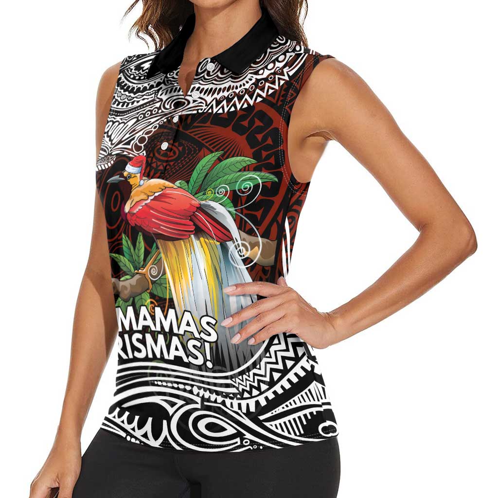 Papua New Guinea Christmas Women Sleeveless Polo Shirt - Polynesian Pride