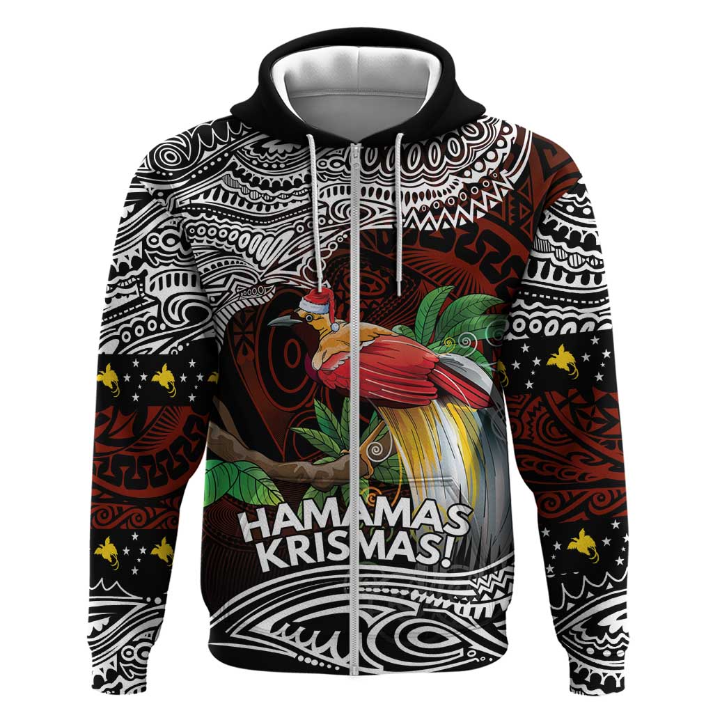 Papua New Guinea Christmas Zip Hoodie LT9 Zip Hoodie Black - Polynesian Pride