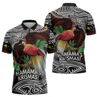 Papua New Guinea Christmas Zipper Polo Shirt LT9 - Polynesian Pride