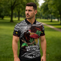 Papua New Guinea Christmas Zipper Polo Shirt LT9 - Polynesian Pride