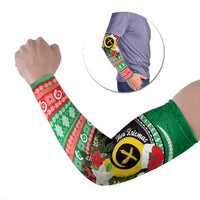 Vanuatu Pig's Tusk Meri Krismas! Arm Sleeves Vanuatuan Sand Drawing Pattern LT9 Set of 2 Green - Polynesian Pride