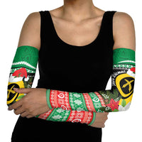 Vanuatu Pig's Tusk Meri Krismas! Arm Sleeves Vanuatuan Sand Drawing Pattern LT9 - Polynesian Pride