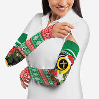 Vanuatu Pig's Tusk Meri Krismas! Arm Sleeves Vanuatuan Sand Drawing Pattern LT9 - Polynesian Pride