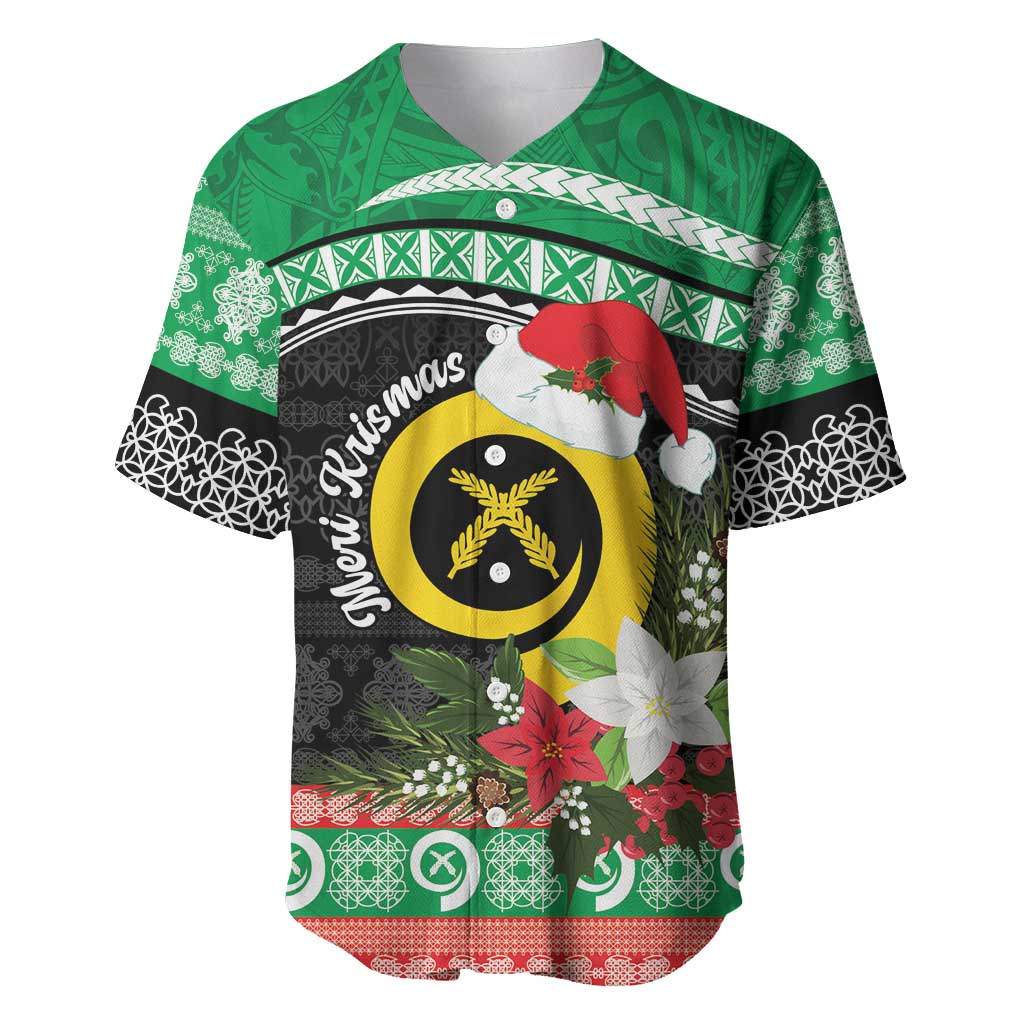 Vanuatu Pig's Tusk Meri Krismas! Baseball Jersey Vanuatuan Sand Drawing Pattern - Polynesian Pride