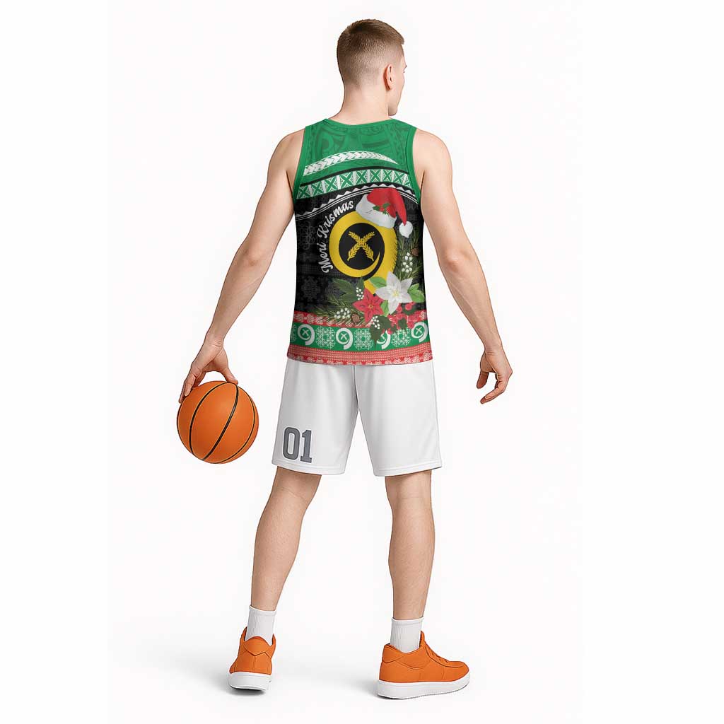 Vanuatu Pig's Tusk Meri Krismas! Basketball Jersey Vanuatuan Sand Drawing Pattern LT9 - Polynesian Pride
