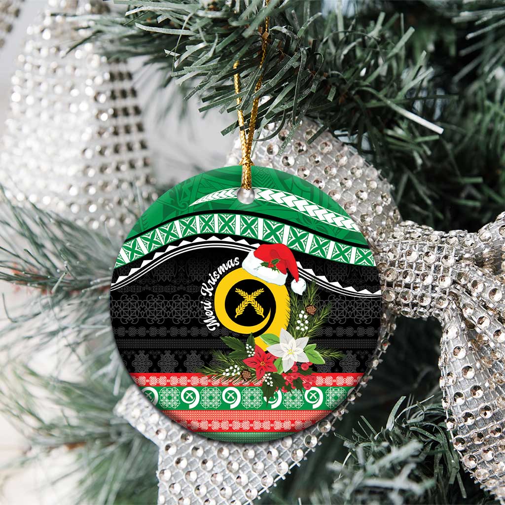 Vanuatu Pig's Tusk Meri Krismas! Ceramic Ornament Vanuatuan Sand Drawing Pattern LT9 - Polynesian Pride