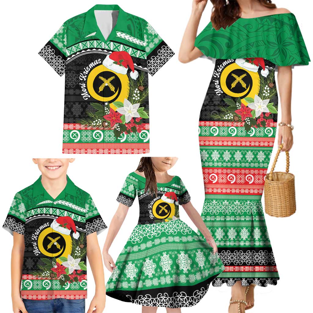 Vanuatu Pig's Tusk Meri Krismas! Family Matching Mermaid Dress and Hawaiian Shirt Vanuatuan Sand Drawing Pattern LT9 - Polynesian Pride