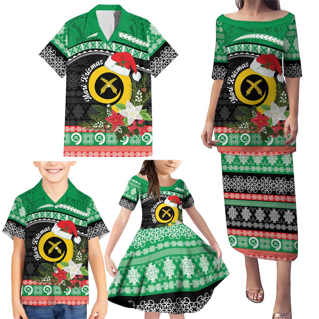 Vanuatu Pig's Tusk Meri Krismas! Family Matching Puletasi and Hawaiian Shirt Vanuatuan Sand Drawing Pattern LT9 - Polynesian Pride