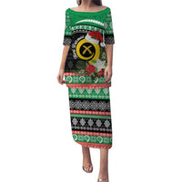 Vanuatu Pig's Tusk Meri Krismas! Family Matching Puletasi and Hawaiian Shirt Vanuatuan Sand Drawing Pattern LT9 Mom's Dress Green - Polynesian Pride
