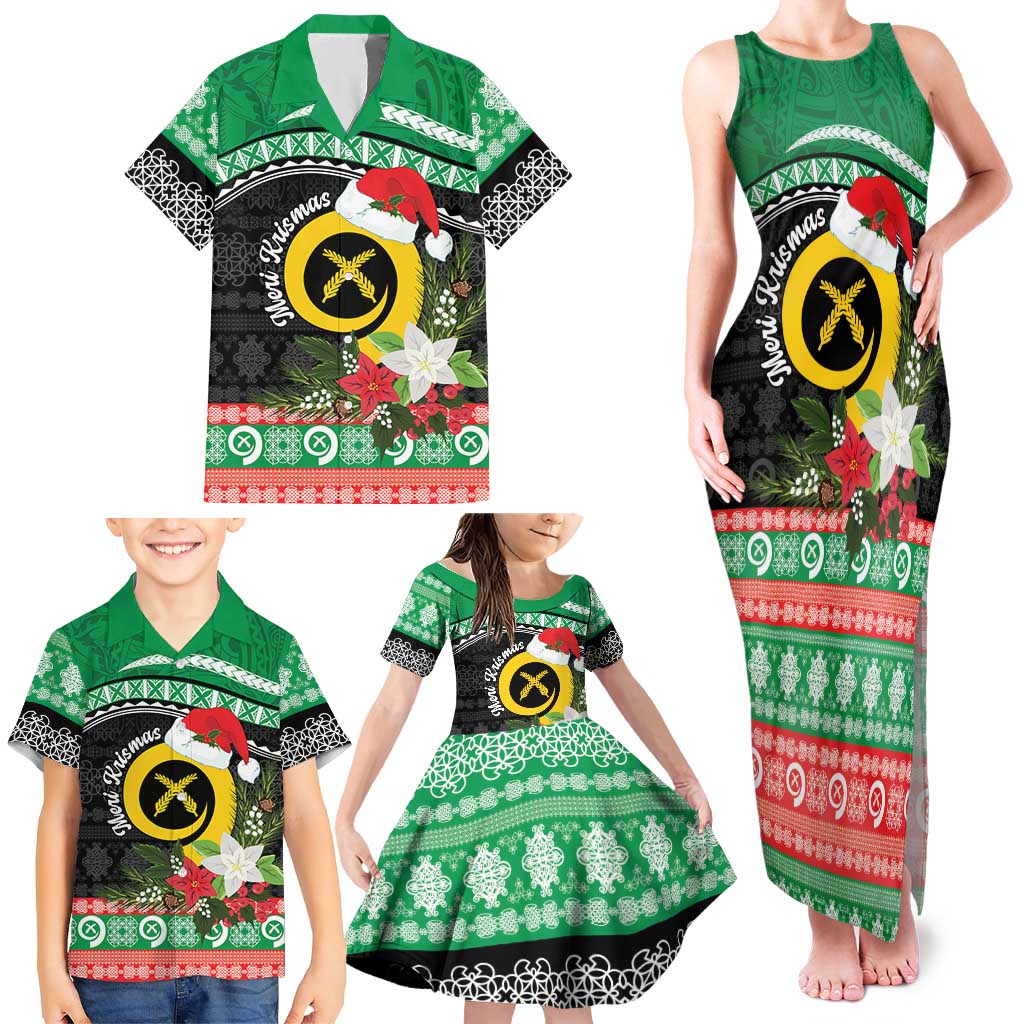 Vanuatu Pig's Tusk Meri Krismas! Family Matching Tank Maxi Dress and Hawaiian Shirt Vanuatuan Sand Drawing Pattern LT9 - Polynesian Pride