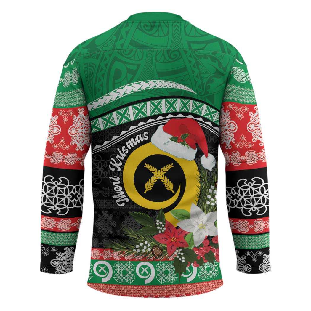 Vanuatu Pig's Tusk Meri Krismas! Hockey Jersey Vanuatuan Sand Drawing Pattern LT9 - Polynesian Pride