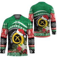 Vanuatu Pig's Tusk Meri Krismas! Hockey Jersey Vanuatuan Sand Drawing Pattern LT9 - Polynesian Pride