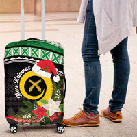 Vanuatu Pig's Tusk Meri Krismas! Luggage Cover Vanuatuan Sand Drawing Pattern LT9 Green - Polynesian Pride
