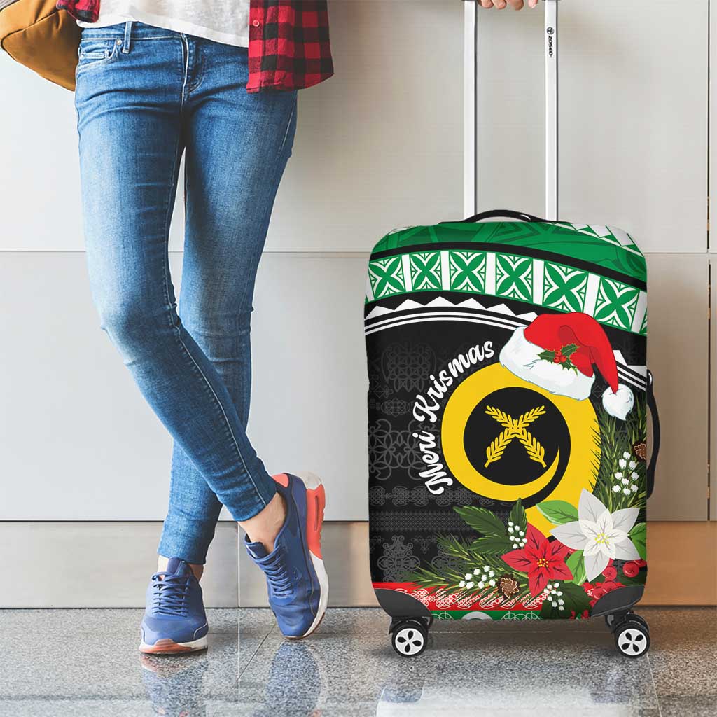 Vanuatu Pig's Tusk Meri Krismas! Luggage Cover Vanuatuan Sand Drawing Pattern LT9 - Polynesian Pride