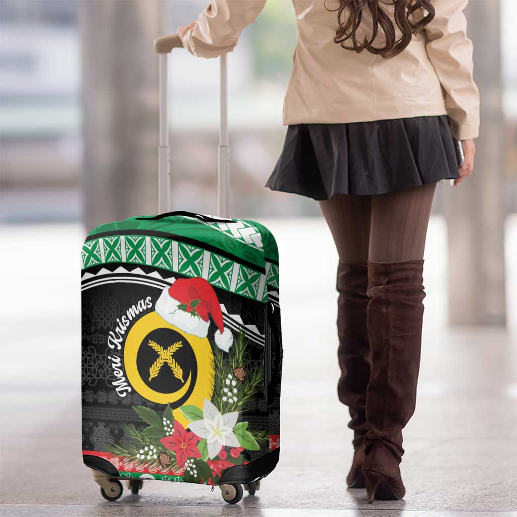 Vanuatu Pig's Tusk Meri Krismas! Luggage Cover Vanuatuan Sand Drawing Pattern LT9 - Polynesian Pride