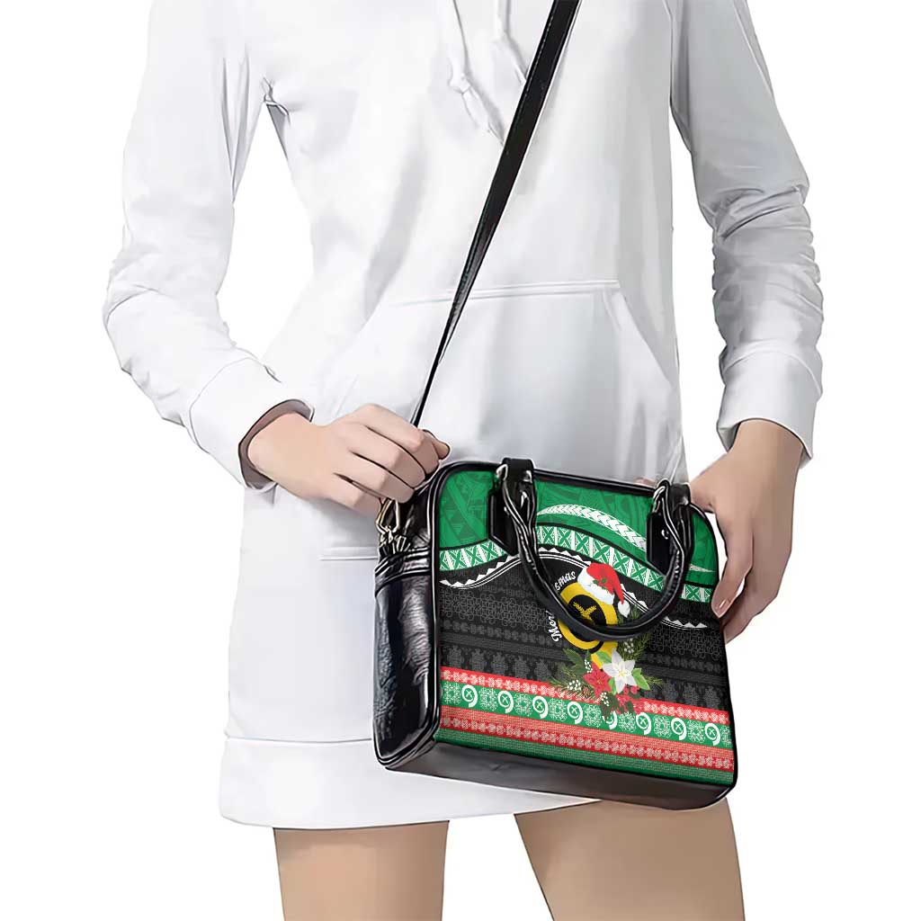 Vanuatu Pig's Tusk Meri Krismas! Shoulder Handbag Vanuatuan Sand Drawing Pattern - Polynesian Pride