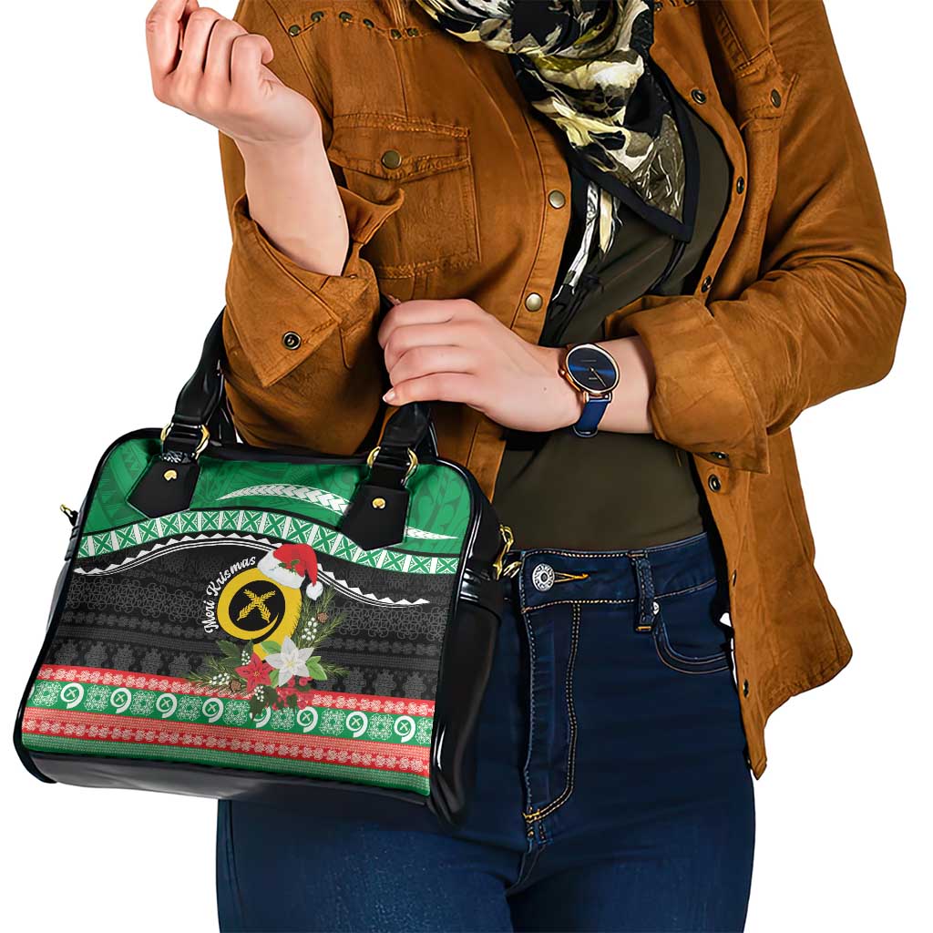Vanuatu Pig's Tusk Meri Krismas! Shoulder Handbag Vanuatuan Sand Drawing Pattern - Polynesian Pride