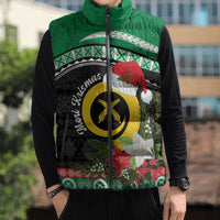 Vanuatu Pig's Tusk Meri Krismas! Sleeveless Puffer Jacket Vanuatuan Sand Drawing Pattern LT9 - Polynesian Pride