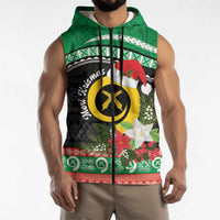 Vanuatu Pig's Tusk Meri Krismas! Sleeveless Zip Hoodie Vanuatuan Sand Drawing Pattern LT9 - Polynesian Pride
