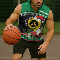 Vanuatu Pig's Tusk Meri Krismas! Sleeveless Zip Hoodie Vanuatuan Sand Drawing Pattern LT9 - Polynesian Pride