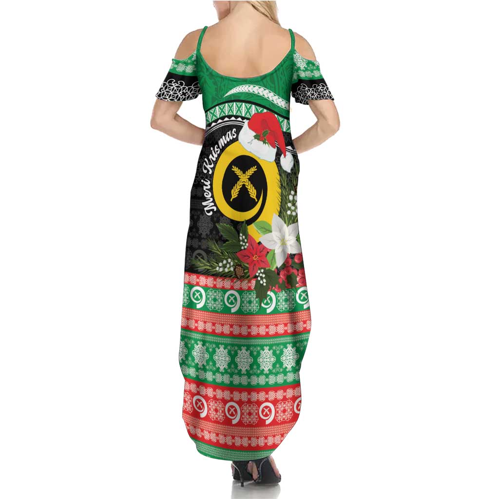 Vanuatu Pig's Tusk Meri Krismas! Summer Maxi Dress Vanuatuan Sand Drawing Pattern - Polynesian Pride