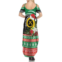 Vanuatu Pig's Tusk Meri Krismas! Summer Maxi Dress Vanuatuan Sand Drawing Pattern - Polynesian Pride