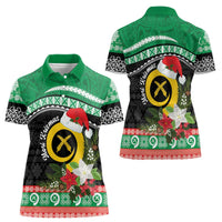 Vanuatu Pig's Tusk Meri Krismas! Women Polo Shirt Vanuatuan Sand Drawing Pattern - Polynesian Pride