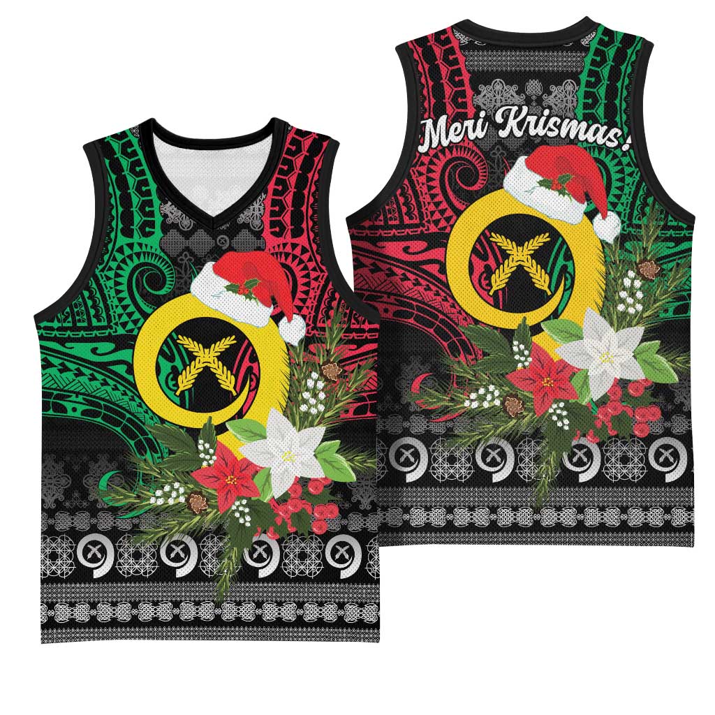 Vanuatu Pig's Tusk Meri Krismas! Basketball Jersey Vanuatuan Ancient Art Spirit LT9 - Polynesian Pride
