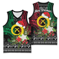 Vanuatu Pig's Tusk Meri Krismas! Basketball Jersey Vanuatuan Ancient Art Spirit LT9 - Polynesian Pride