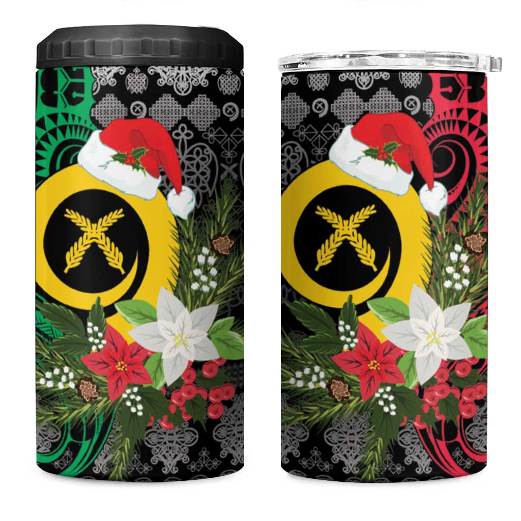 Vanuatu Pig's Tusk Meri Krismas! 4 in 1 Can Cooler Tumbler Vanuatuan Ancient Art Spirit LT9 One Size: 16 oz Black - Polynesian Pride