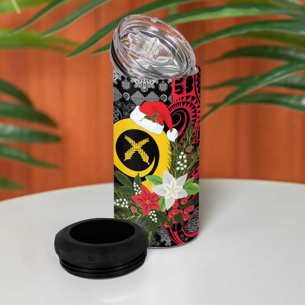 Vanuatu Pig's Tusk Meri Krismas! 4 in 1 Can Cooler Tumbler Vanuatuan Ancient Art Spirit LT9 - Polynesian Pride