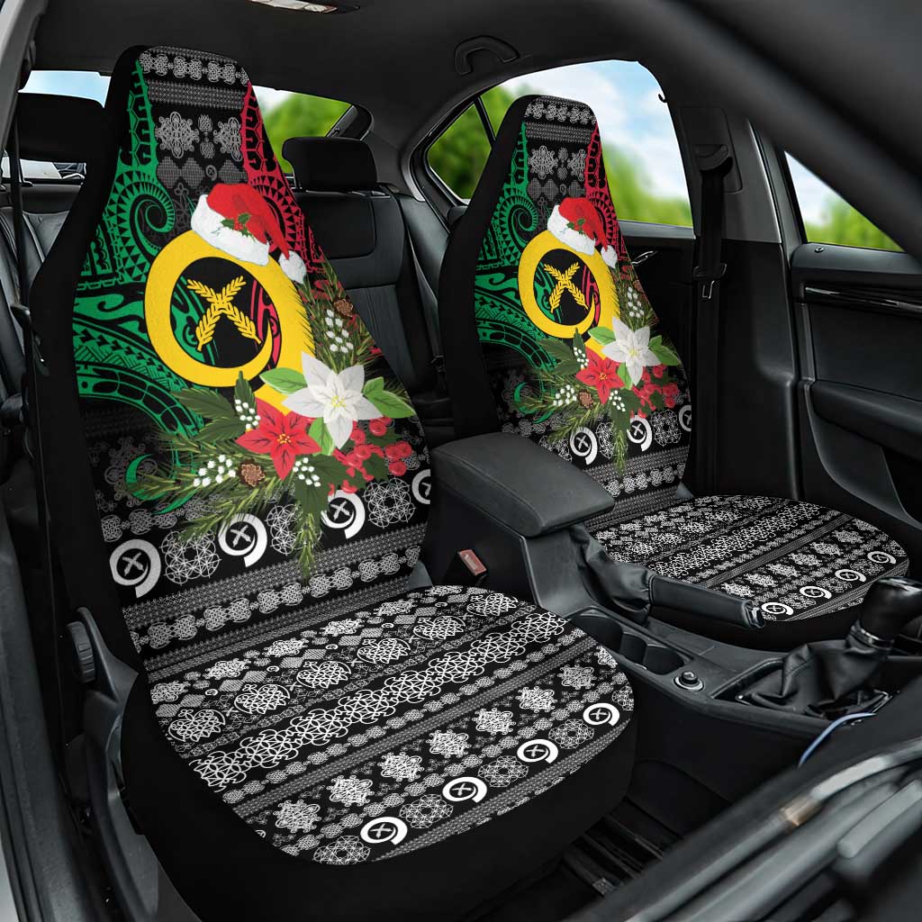 Vanuatu Pig's Tusk Meri Krismas! Car Seat Cover Vanuatuan Ancient Art Spirit LT9 One Size Black - Polynesian Pride