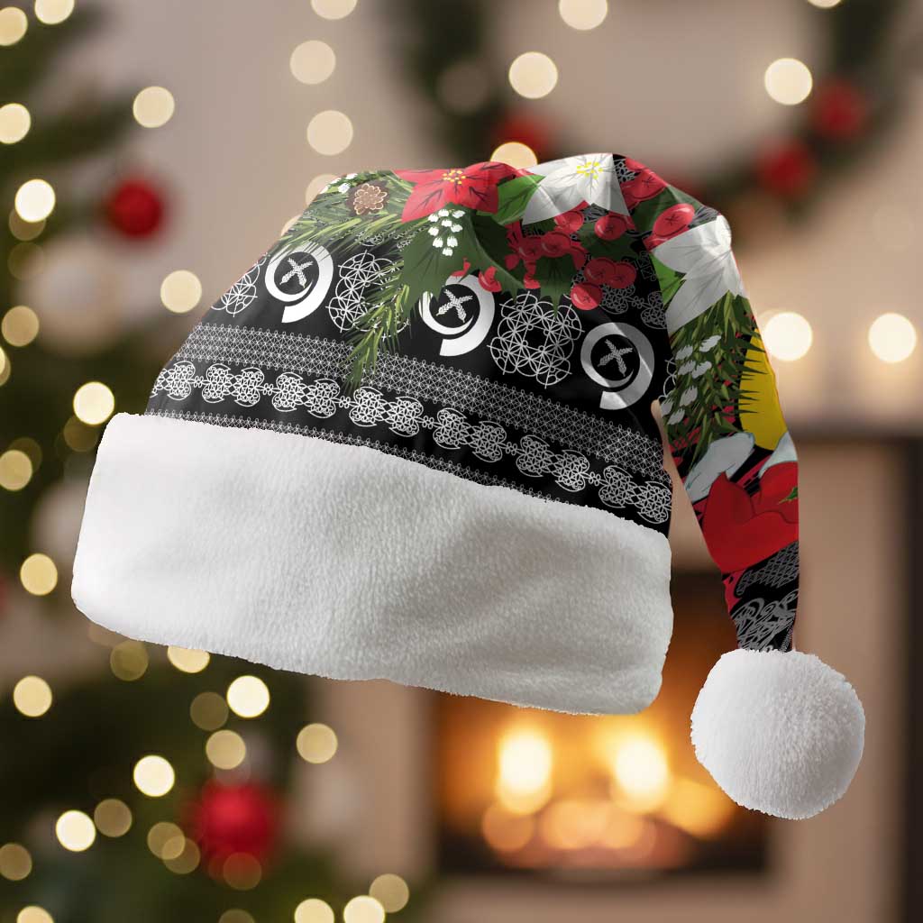 Vanuatu Pig's Tusk Meri Krismas! Christmas Santa Hat Vanuatuan Ancient Art Spirit LT9 Without Fur Black - Polynesian Pride