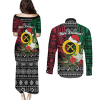 Vanuatu Pig's Tusk Meri Krismas! Couples Matching Puletasi and Long Sleeve Button Shirt Vanuatuan Ancient Art Spirit LT9 - Polynesian Pride