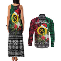 Vanuatu Pig's Tusk Meri Krismas! Couples Matching Tank Maxi Dress and Long Sleeve Button Shirt Vanuatuan Ancient Art Spirit LT9 - Polynesian Pride