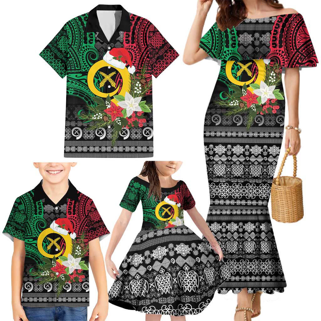 Vanuatu Pig's Tusk Meri Krismas! Family Matching Mermaid Dress and Hawaiian Shirt Vanuatuan Ancient Art Spirit - Polynesian Pride