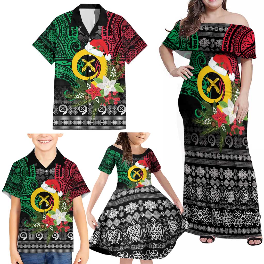 Vanuatu Pig's Tusk Meri Krismas! Family Matching Off Shoulder Maxi Dress and Hawaiian Shirt Vanuatuan Ancient Art Spirit LT9 - Polynesian Pride