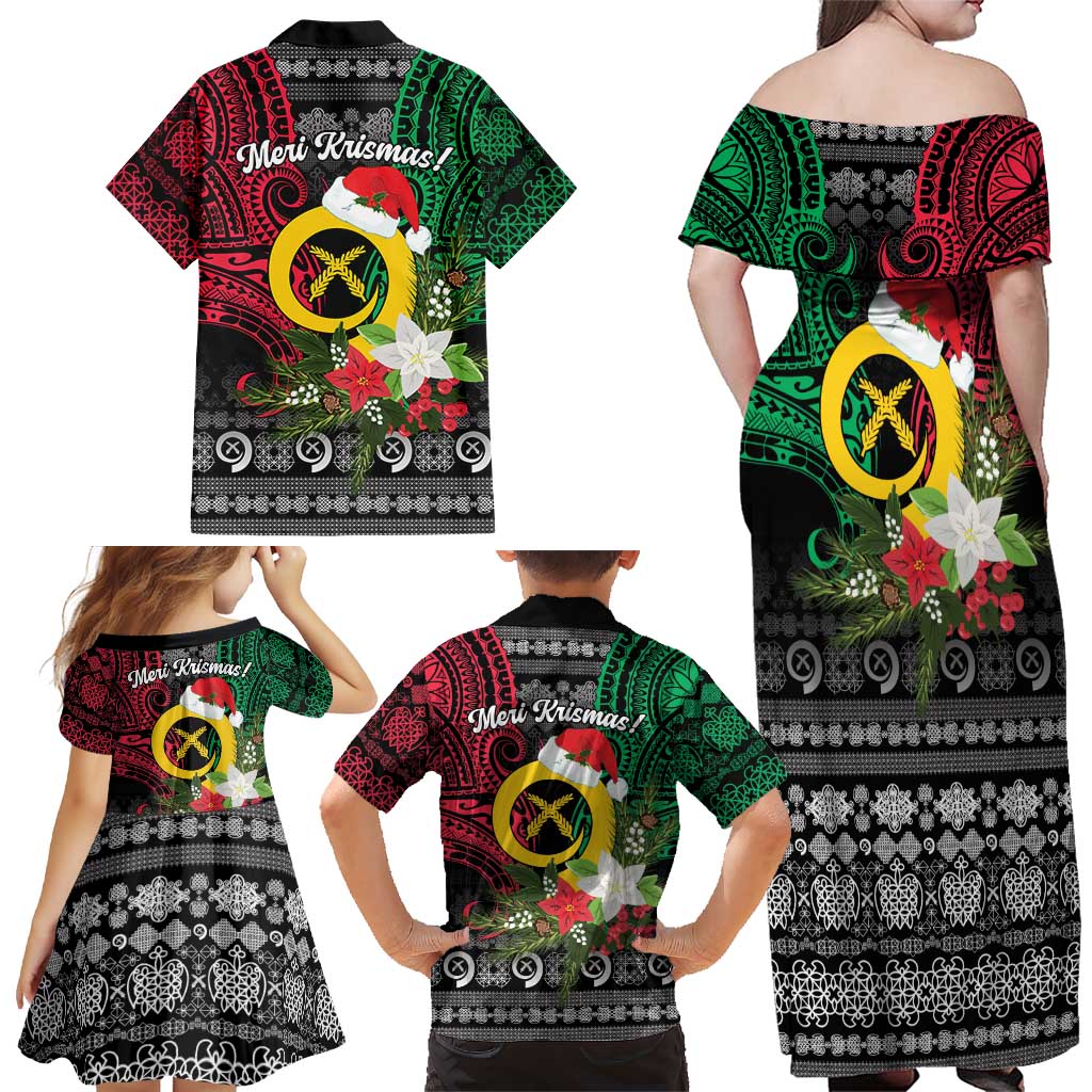Vanuatu Pig's Tusk Meri Krismas! Family Matching Off Shoulder Maxi Dress and Hawaiian Shirt Vanuatuan Ancient Art Spirit LT9 - Polynesian Pride