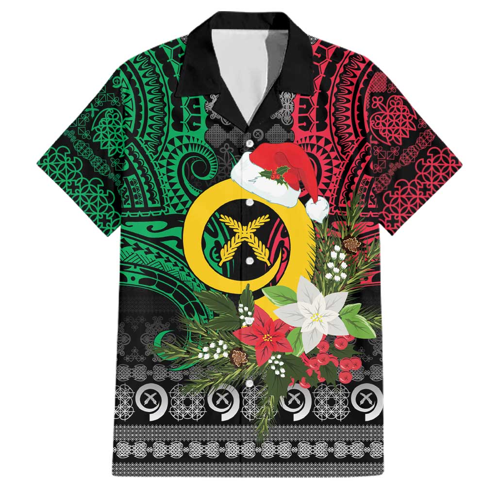 Vanuatu Pig's Tusk Meri Krismas! Family Matching Off Shoulder Short Dress and Hawaiian Shirt Vanuatuan Ancient Art Spirit LT9 Dad's Shirt - Short Sleeve Black - Polynesian Pride