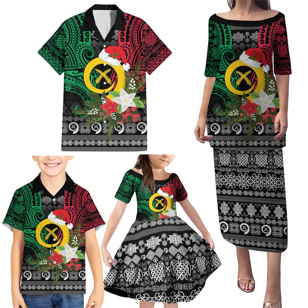 Vanuatu Pig's Tusk Meri Krismas! Family Matching Puletasi and Hawaiian Shirt Vanuatuan Ancient Art Spirit - Polynesian Pride