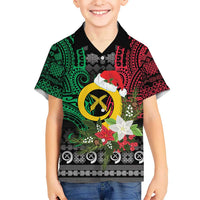 Vanuatu Pig's Tusk Meri Krismas! Family Matching Tank Maxi Dress and Hawaiian Shirt Vanuatuan Ancient Art Spirit LT9 Son's Shirt Black - Polynesian Pride