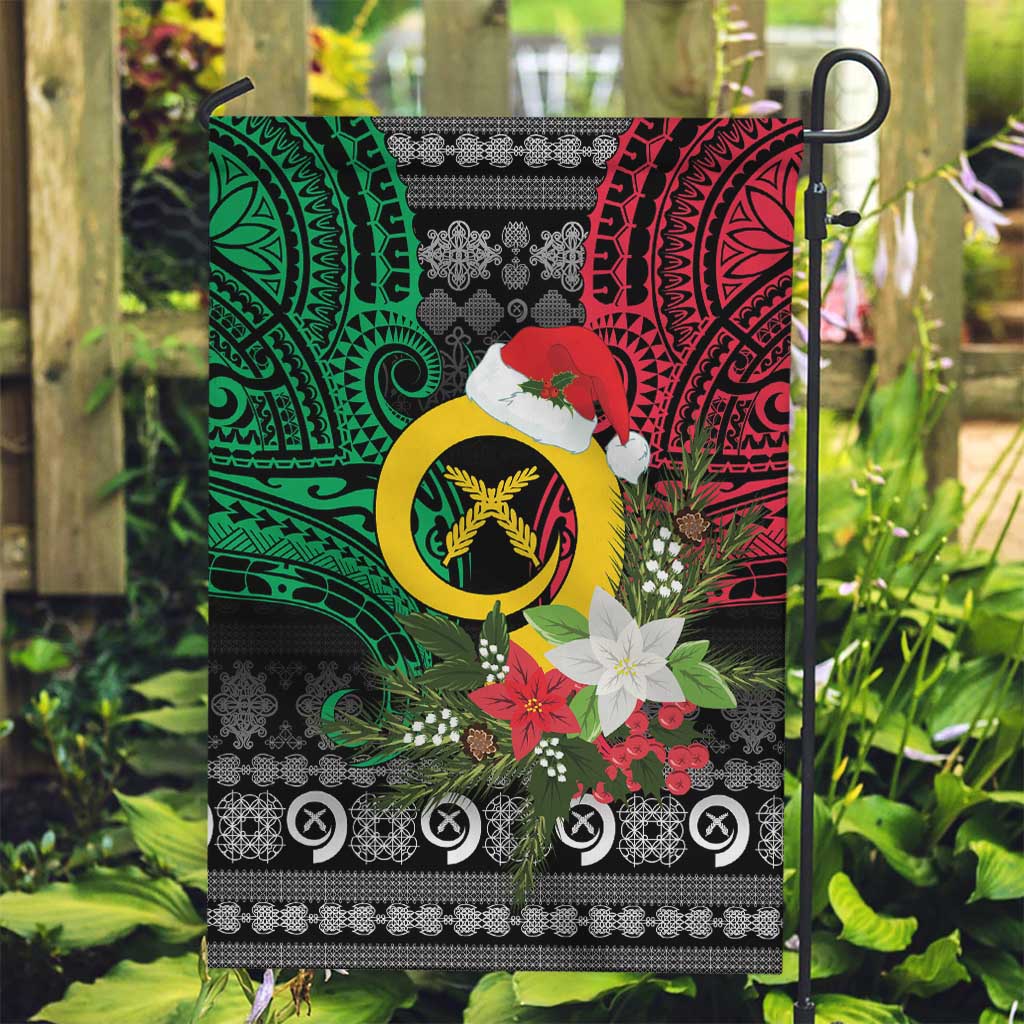 Vanuatu Pig's Tusk Meri Krismas! Garden Flag Vanuatuan Ancient Art Spirit LT9 Garden Flag Black - Polynesian Pride