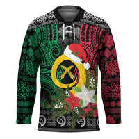 Vanuatu Pig's Tusk Meri Krismas! Hockey Jersey Vanuatuan Ancient Art Spirit LT9 Unisex Black - Polynesian Pride