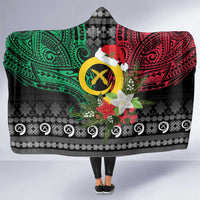 Vanuatu Pig's Tusk Meri Krismas! Hooded Blanket Vanuatuan Ancient Art Spirit LT9 One Size Black - Polynesian Pride