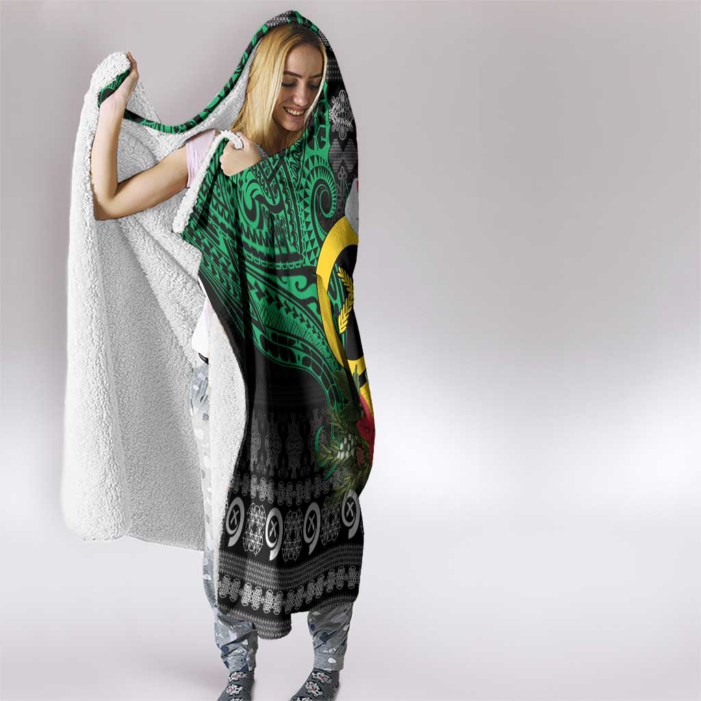 Vanuatu Pig's Tusk Meri Krismas! Hooded Blanket Vanuatuan Ancient Art Spirit LT9 - Polynesian Pride