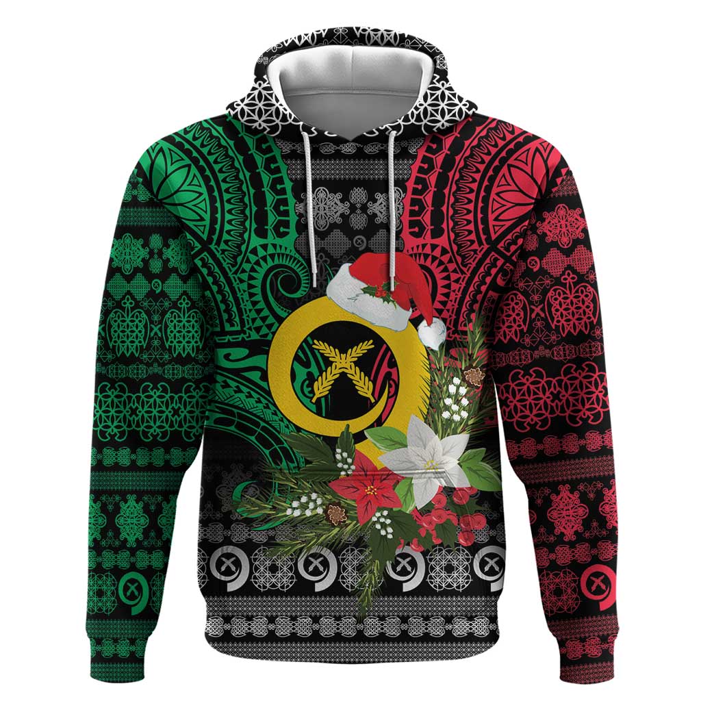 Vanuatu Pig's Tusk Meri Krismas! Hoodie Vanuatuan Ancient Art Spirit LT9 Pullover Hoodie Black - Polynesian Pride