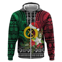 Vanuatu Pig's Tusk Meri Krismas! Hoodie Vanuatuan Ancient Art Spirit LT9 Zip Hoodie Black - Polynesian Pride